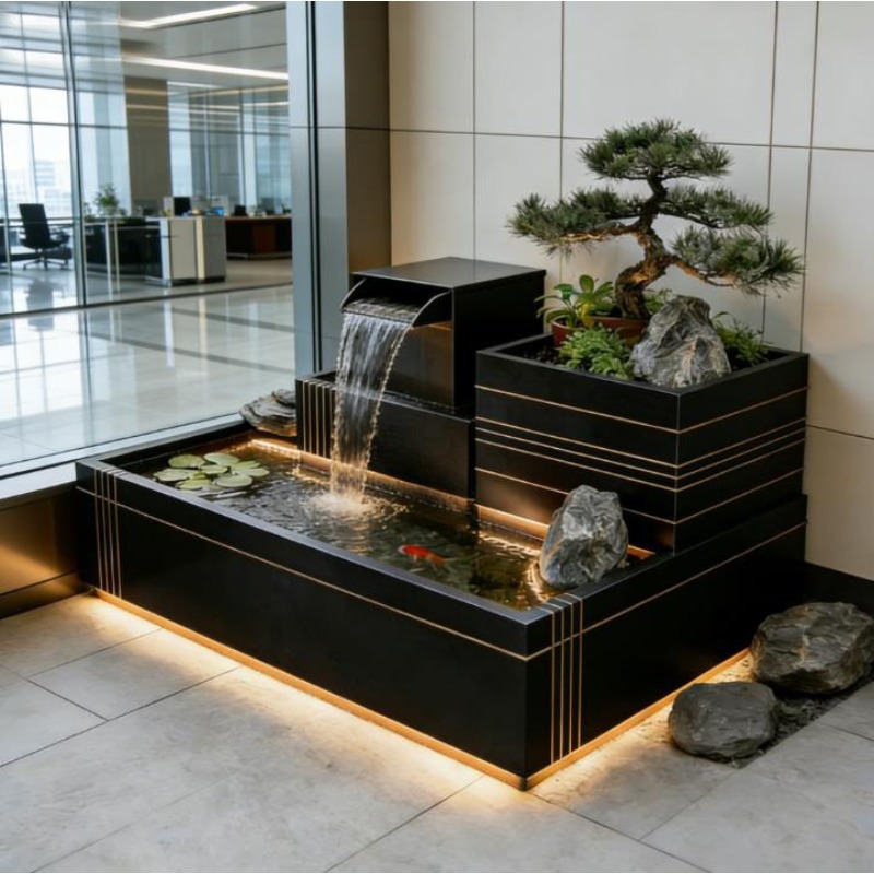Stainless Steel Waterfall Feat - Bonsai Garden With Koi Pond recension och pris
