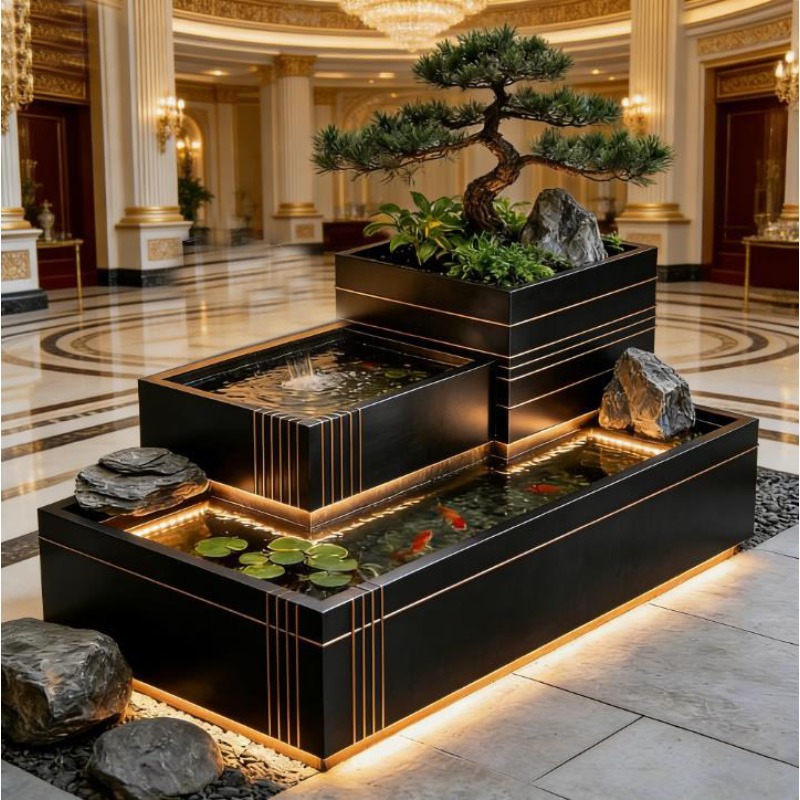 Stainless Steel Waterfall Feat - Bonsai Garden With Koi Pond recension och pris